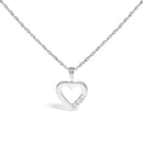 .925 Sterling Silver Lab Grown Diamond 1/4 Cttw Three Stone Heart Pendant Necklace - 18" Inches-1