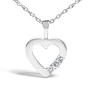 .925 Sterling Silver Lab Grown Diamond 1/4 Cttw Three Stone Heart Pendant Necklace - 18" Inches-2