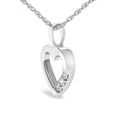 .925 Sterling Silver Lab Grown Diamond 1/4 Cttw Three Stone Heart Pendant Necklace - 18" Inches-3