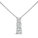 14K White Gold 1/2 Cttw Lab Grown Diamond Three Stone Pendant Necklace-2