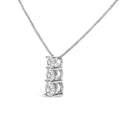 14K White Gold 1/2 Cttw Lab Grown Diamond Three Stone Pendant Necklace-3