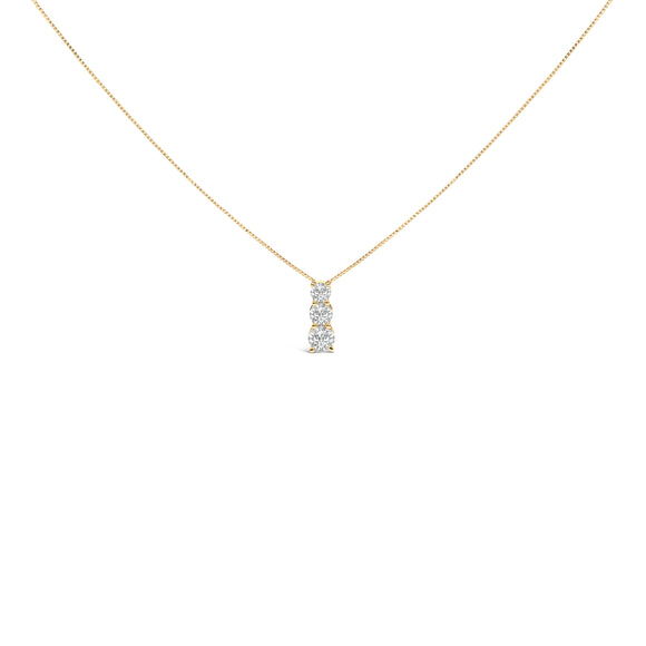 14K White Gold 1/2 Cttw Lab Grown Diamond Three Stone Pendant Necklace
