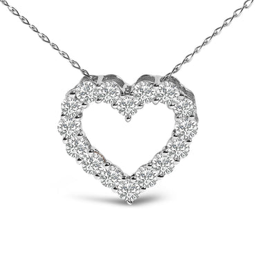 14K White Gold 1/2 Carat Lab Grown Diamond Heart Shape Pendant Necklace - 0