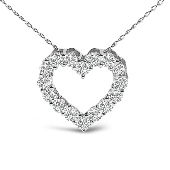 14K White Gold 1/2 Carat Lab Grown Diamond Heart Shape Pendant Necklace