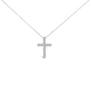 14K White Gold 1/2 Cttw Lab Grown Diamond 11 Stone Cross Pendant Necklace-1