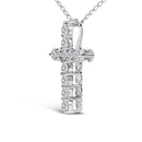 14K White Gold 1/2 Cttw Lab Grown Diamond 11 Stone Cross Pendant Necklace-3