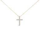 14K White Gold 1/2 Cttw Lab Grown Diamond 11 Stone Cross Pendant Necklace-4