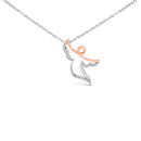 14K Rose Gold Plated Sterling Silver 1/10 Cttw Diamond Angel Pendant Necklace-1