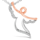 14K Rose Gold Plated Sterling Silver 1/10 Cttw Diamond Angel Pendant Necklace-2