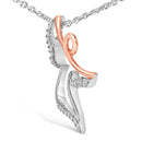 14K Rose Gold Plated Sterling Silver 1/10 Cttw Diamond Angel Pendant Necklace-3
