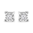 .925 Sterling Silver 1/2 Cttw Miracle Set Princess-cut Diamond Solitaire Stud Earrings (I-J Color, SI1-SI2 Clarity)-6