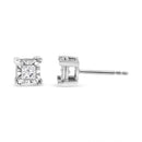 .925 Sterling Silver 1/2 Cttw Miracle Set Princess-cut Diamond Solitaire Stud Earrings (I-J Color, SI1-SI2 Clarity)-7