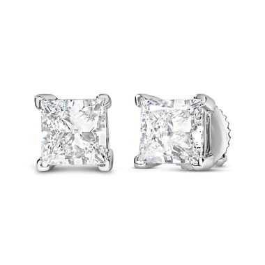 14K White Gold 1.0 Cttw Princess Cut Lab Grown Diamond Solitaire Stud Earrings (F-G Color, VS2-SI1 Clarity) - 0
