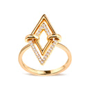 14K Yellow Gold 1/5 Cttw Diamond Double Triangle Ring (G-H Color, SI1-SI2 Clarity) - Size 7-5