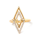 14K Yellow Gold 1/5 Cttw Diamond Double Triangle Ring (G-H Color, SI1-SI2 Clarity) - Size 7-8