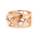 14K Rose Gold 1/3 Cttw Diamond and Pink Tourmaline Cigar Band Ring with White Enamel (G-H Color, SI1-SI2 Clarity)-6