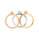 14K Tri Color Gold 1/3 Cttw Diamond Pyramid Stackable Band Ring Set (G-H Color, SI1-SI2 Clarity) - Size 7-6