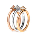 14K Tri Color Gold 1/3 Cttw Diamond Pyramid Stackable Band Ring Set (G-H Color, SI1-SI2 Clarity) - Size 7-7