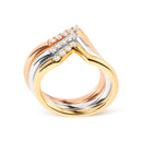 14K Gold 1/4 Cttw Diamond Geometrical Chevron V Stackable Band Ring Set (G-H Color, SI1-SI2 Clarity) - Size 7-5