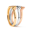 14K Gold 1/4 Cttw Diamond Geometrical Chevron V Stackable Band Ring Set (G-H Color, SI1-SI2 Clarity) - Size 7-7