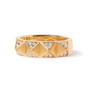 14K Yellow Gold 1/4 Cttw White Diamond Pyramid Band Ring (G-H Color, SI1-SI2 Clarity)- Size 7-8