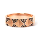 14K Rose Gold 1/4 Cttw Brown Diamond Pyramid Band Ring (Brown Color, SI1-SI2 Clarity)- Size 7-8