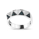 14K White Gold 1/4 Cttw Treated Blue Diamond Pyramid Band Ring (Blue Color, SI1-SI2 Clarity)- Size 7-5