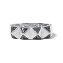 14K White Gold 1/4 Cttw Treated Blue Diamond Pyramid Band Ring (Blue Color, SI1-SI2 Clarity)- Size 7-8