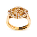 14K Yellow Gold Marquise-Cut Yellow Citrine and 1/3 Cttw Diamond Halo Cocktail Ring (G-H Color, SI1-SI2 Clarity) - Size 7-5