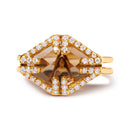 14K Yellow Gold Marquise-Cut Yellow Citrine and 1/3 Cttw Diamond Halo Cocktail Ring (G-H Color, SI1-SI2 Clarity) - Size 7-8