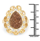 5.14 Carat Genuine Bronze Drusy and Citrine .925 Sterling Silver Ring-6