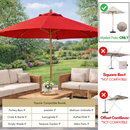 9ft Market Patio Umbrella 6 Rib Replacement Canopy Red-6