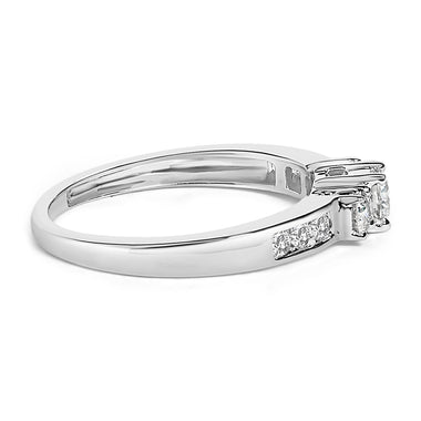 10K White Gold 1/2 Cttw Diamond Three Stone Ring - 0