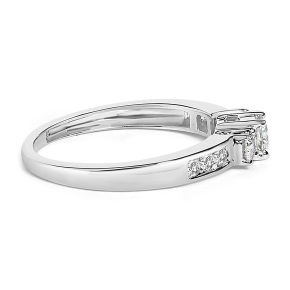 10K White Gold 1/2 Cttw Diamond Three Stone Ring