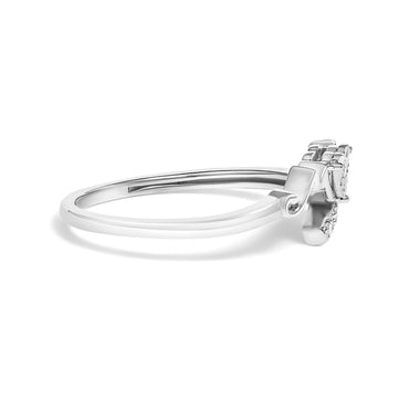 .925 Sterling Silver Diamond Accent "MOM" Heart Ring (J-K Color, I2-I3 Clarity) - Ring Size 7 - 0