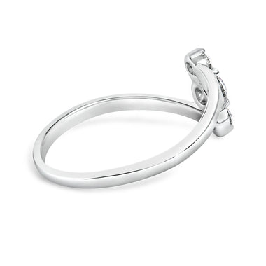 10K White Gold 1/4 Cttw Lab Grown Diamond Vertical Three Stone Ring - 0
