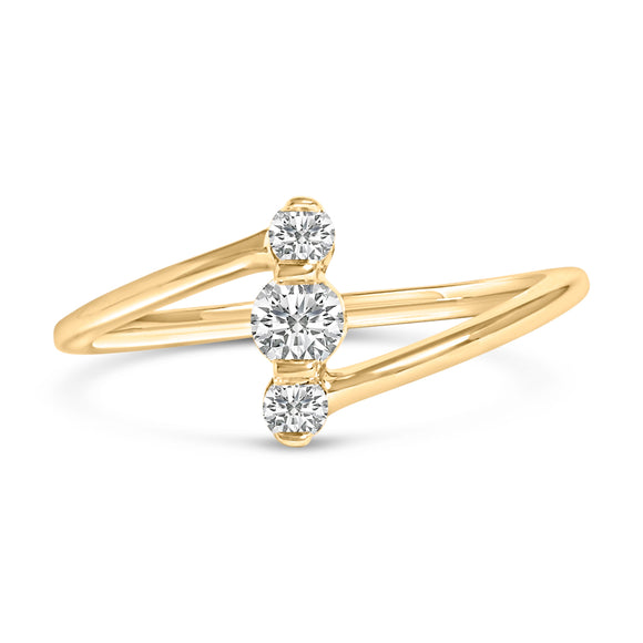10K White Gold 1/4 Cttw Lab Grown Diamond Vertical Three Stone Ring