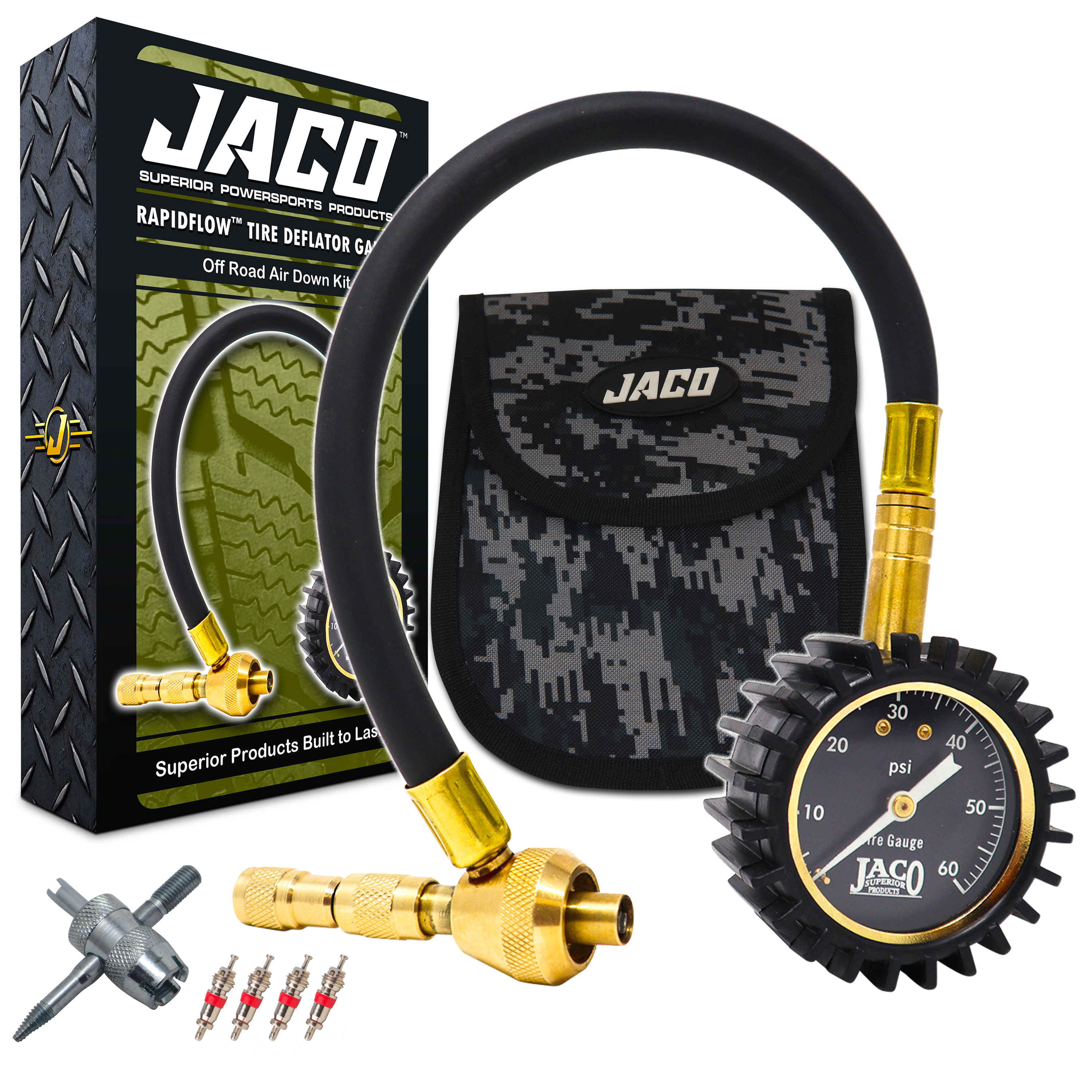 RapidFlow™ Tire Deflator Gauge (0-60 PSI) | Rapid Off-Road Air Down Ki ...