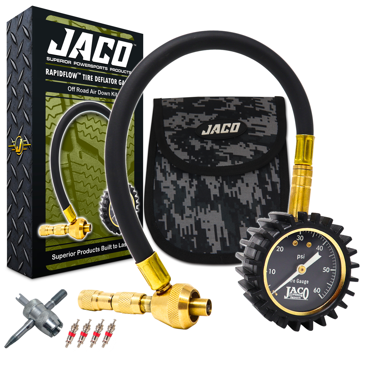 RapidFlow™ Tire Deflator Gauge (0-60 PSI) | Rapid Off-Road Air Down Ki ...