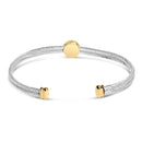 18K Yellow Gold Plated .925 Sterling Silver Diamond Accent  and Fleur Di Lis Medallion Bangle Bracelet (I-J Color, SI1-SI2 Clarity) - 7.25 Inches-5