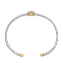 18K Yellow Gold Plated .925 Sterling Silver Diamond Accent  and Fleur Di Lis Medallion Bangle Bracelet (I-J Color, SI1-SI2 Clarity) - 7.25 Inches-6