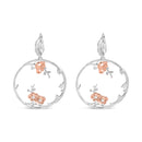 Rose Gold Plated .925 Sterling Silver 1/10 Cttw Diamond Floral Hoop Earrings (I-J Color, SI1-SI2 Clarity)-4