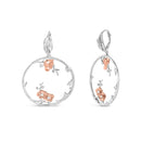 Rose Gold Plated .925 Sterling Silver 1/10 Cttw Diamond Floral Hoop Earrings (I-J Color, SI1-SI2 Clarity)-5