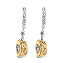 18K Yellow Gold Plated .925 Sterling Silver 1/8 Cttw Diamond Heart Medallion Drop and Dangle Earring (I-J Color, SI1-SI2 Clarity)-9