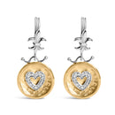 18K Yellow Gold Plated .925 Sterling Silver 1/8 Cttw Diamond Hammered Finished Medallion Heart Drop and Dangle Earrings (I-J Color, SI1-SI2 Clarity)-4