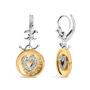 18K Yellow Gold Plated .925 Sterling Silver 1/8 Cttw Diamond Hammered Finished Medallion Heart Drop and Dangle Earrings (I-J Color, SI1-SI2 Clarity)-5
