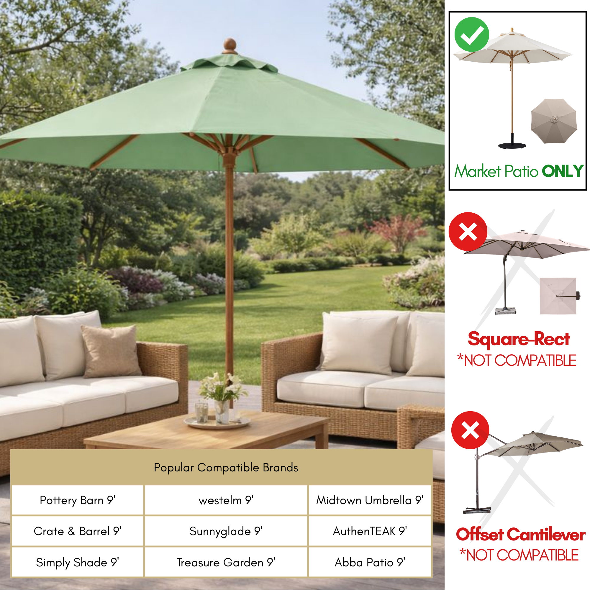 light green patio umbrella job lot 9ft Market Patio Umbrella 8 Rib Replacement Canopy Seafoam Green
