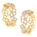 14K Yellow Gold 3/4 Cttw Diamond Honeycomb Hoop Earrings (G-H Color, SI1-SI2 Clarity) - 24MM-5