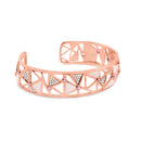 14K Rose Gold 5/8 Cttw Diamond with Pink Tourmaline Open Cuff Bangle with White Enamel (G-H Color, SI1-SI2 Clarity) - 7"-6