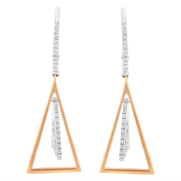 14K Rose and White Gold 3/8 Cttw Diamond Windchime Drop and Dangle Earring (G-H Color, SI1-SI2 Clarity)